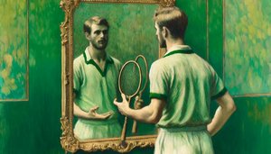 Tennisspieler der mit sich selbst spricht. Selbstgespräche zu regulieren ist ein wichtiger Ansatzpunkt für Coach und Sportpsychologen. 